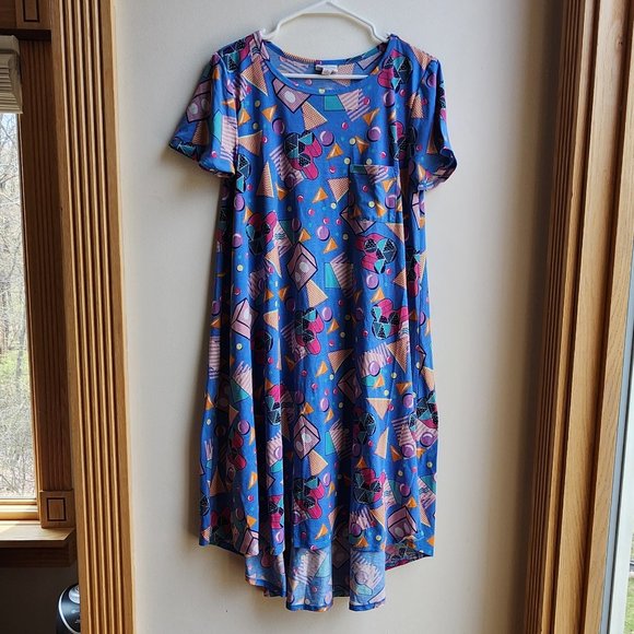 LuLaRoe 80s Geometric Print Midi Dress Size Medium - Picture 7 of 15